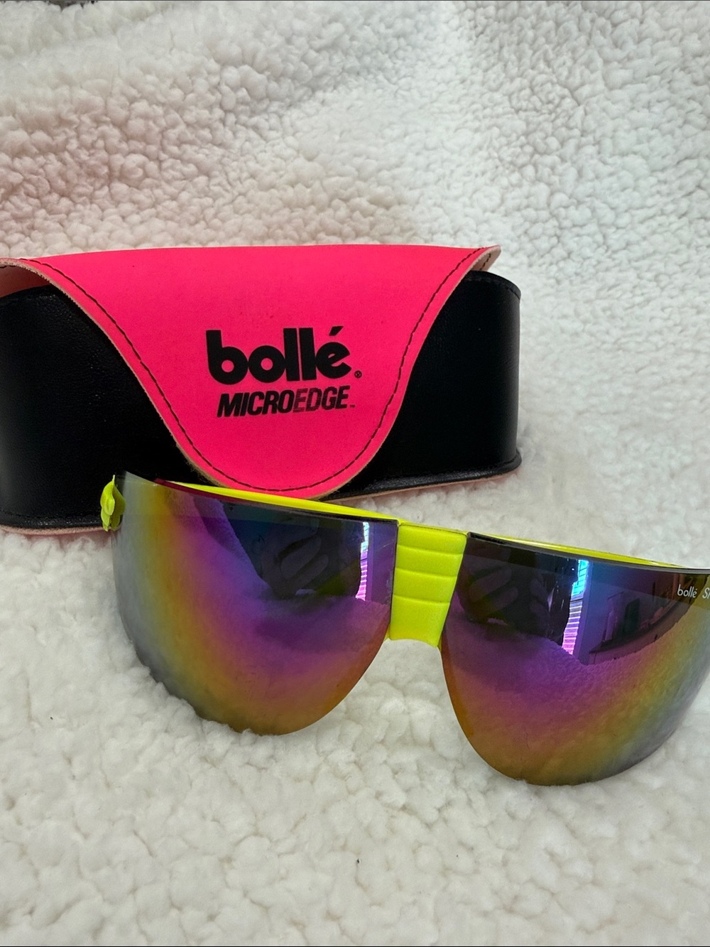 Vintage Bolle Microedge Spectra PC  Sunglasses with Mirrored Multi-Color Lens.